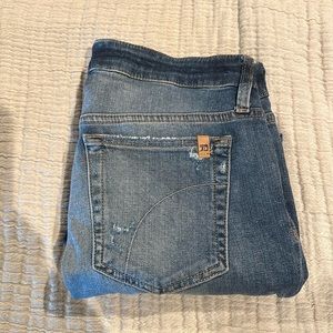 Joes Jeans size 27. Distressed jean with a darker denim cuff. Cropped